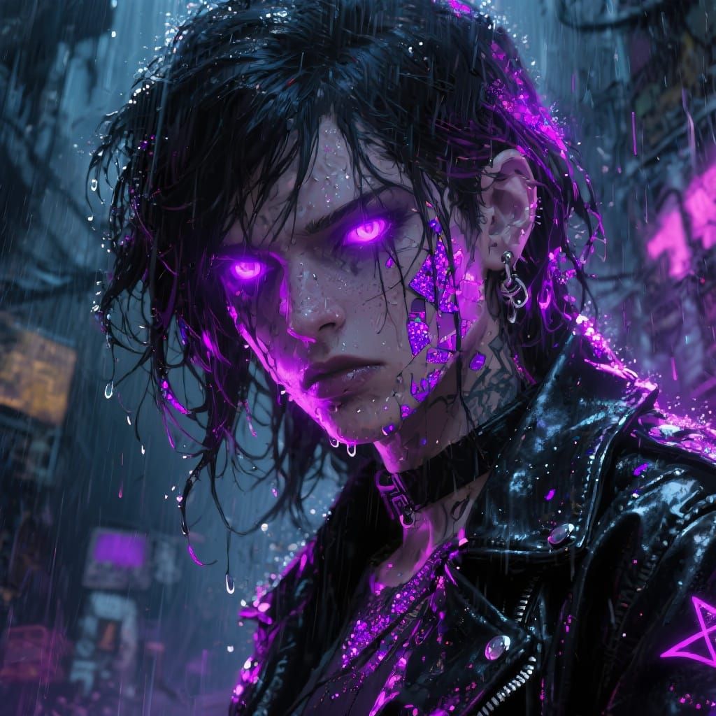 Neon Punk Portrait in Hypermaximalist Style