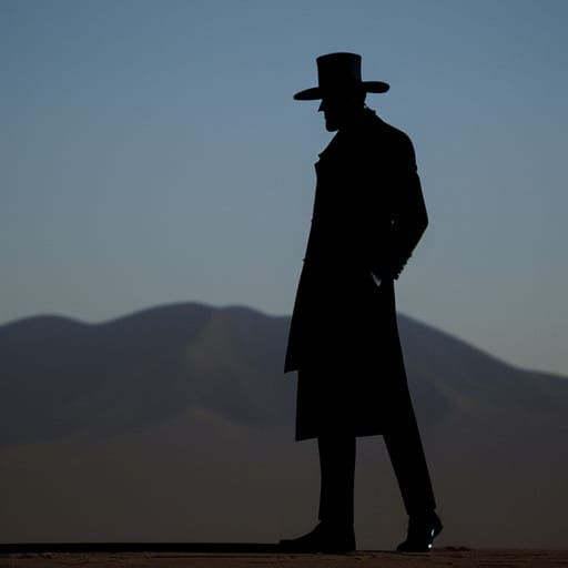 Man in Hat Silhouette in the Distance