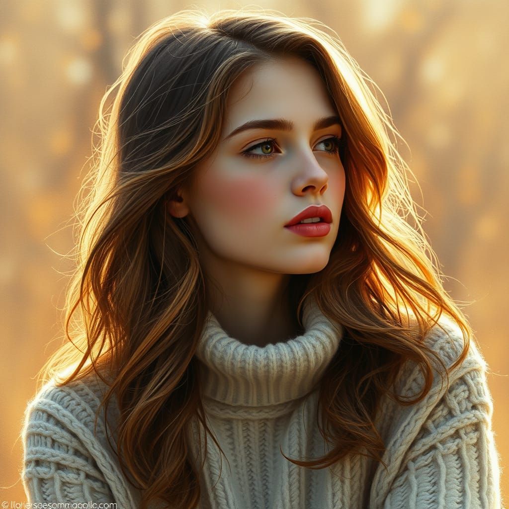 Dreamy Autumn Portrait of a Young Woman in Warm Lighting