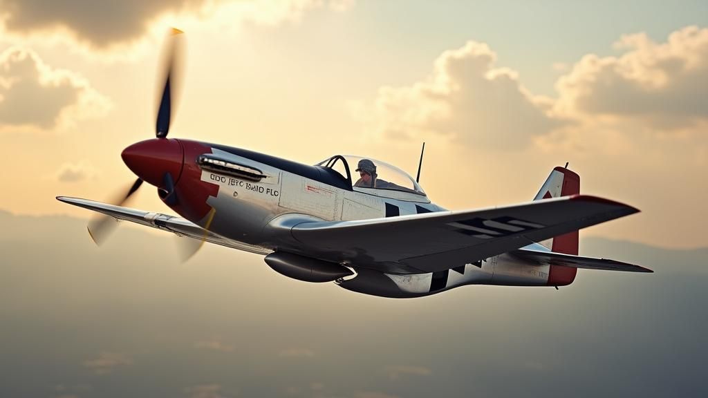 P-51 Mustang Banks in Golden Light
