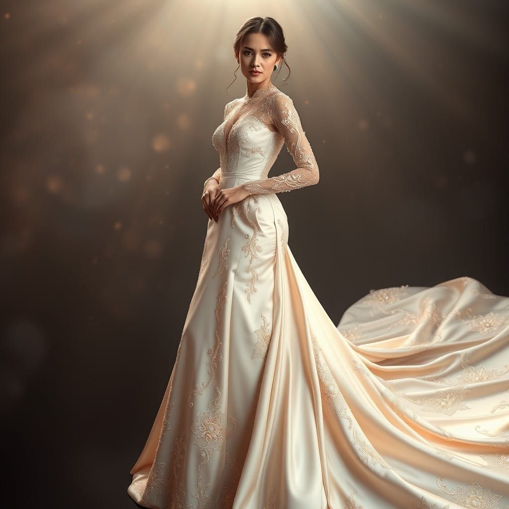 Whimsical Wedding Gown in Iridescent Glitter and Lace