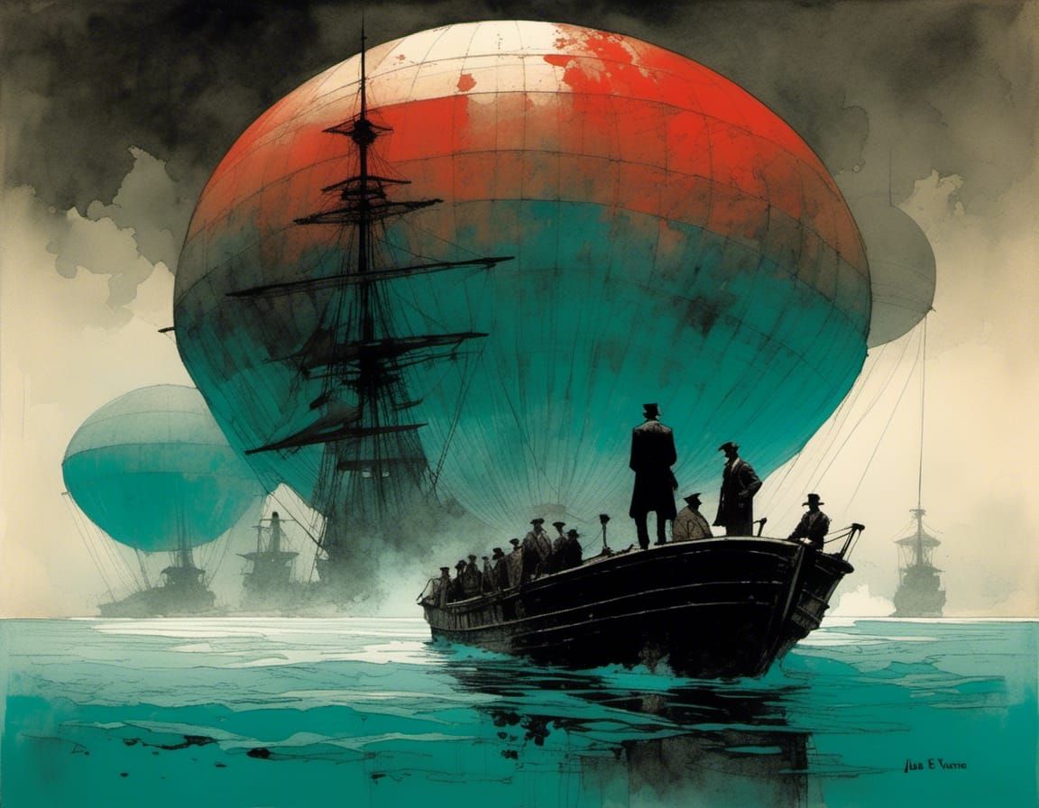 Classic Jules Verne Illustration in Vivid Colors