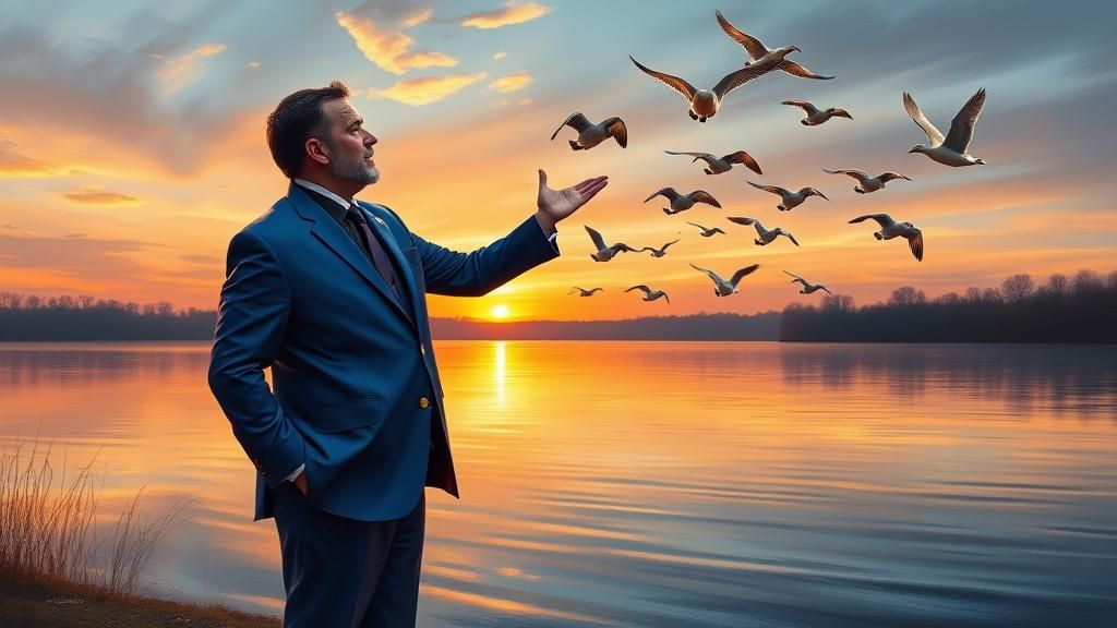 Gospel Choir Conductor at Sunset as Impressionist Painting