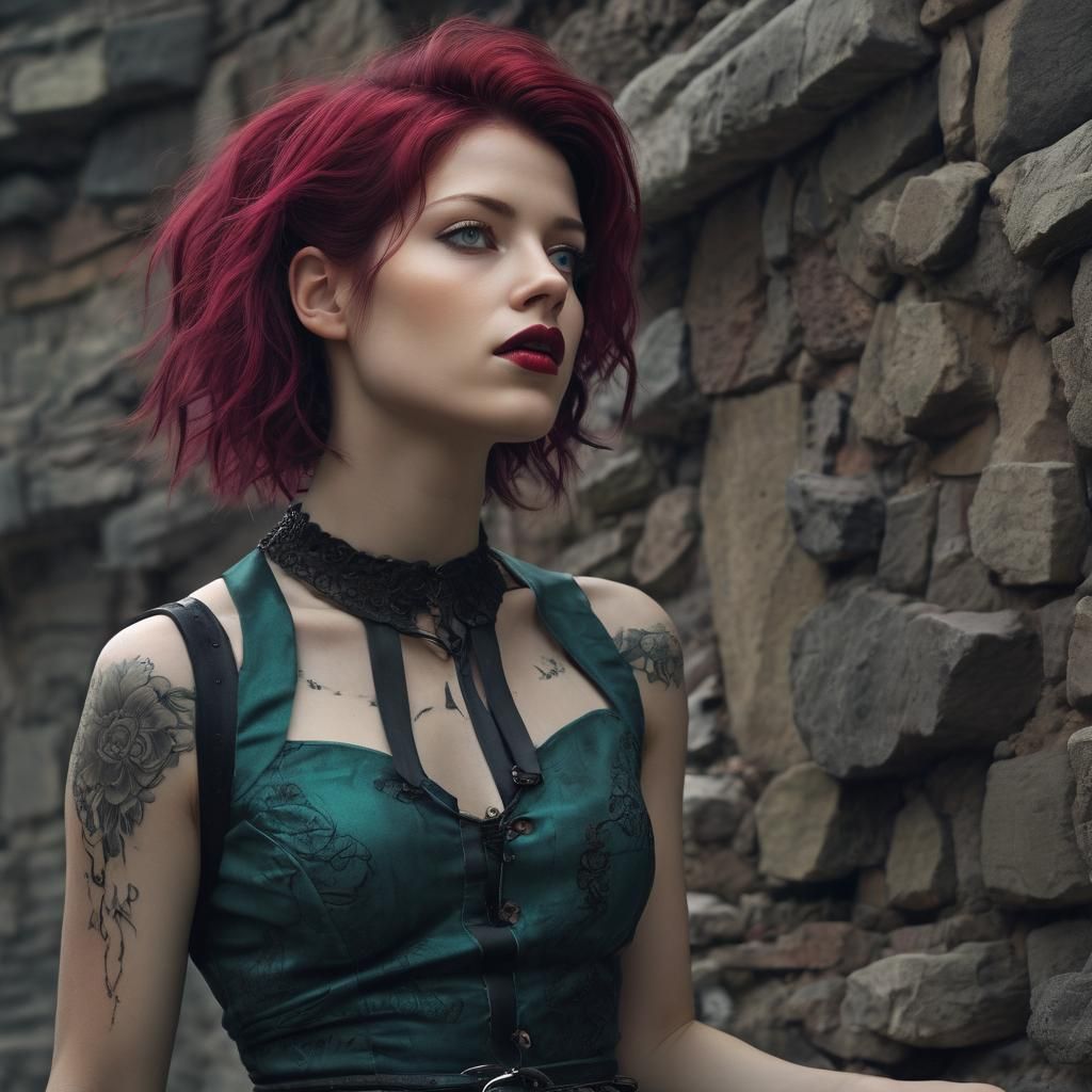 Hyperrealistic Portrait of a Woman Amidst Destruction