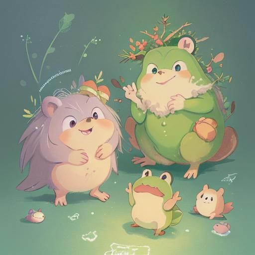 Festive Hedgehog and Frog Christmas Celebration