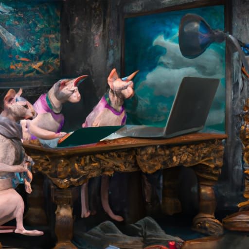 Sphynx Cats Discover Ancestry: Digital Matte Painting