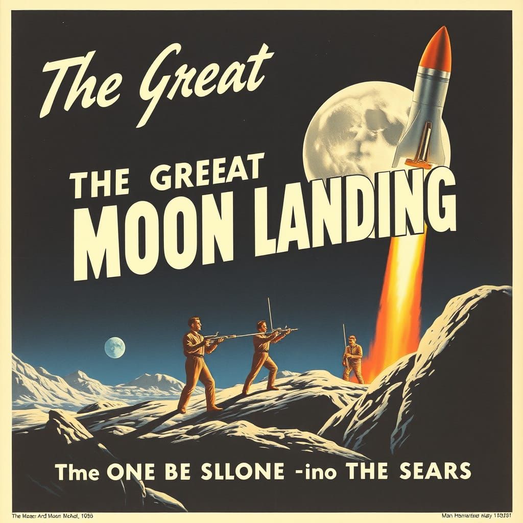 Retro Sci-Fi Film Poster: The Great Moon Landing