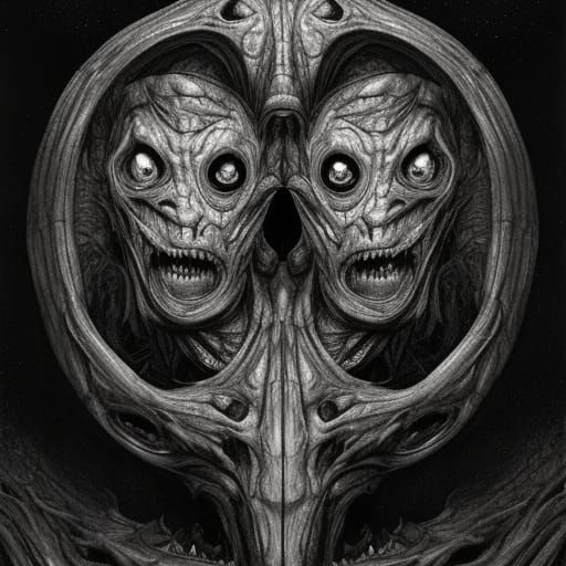 Sinister Yin Yang Demons: Grotesque Horror Illustration