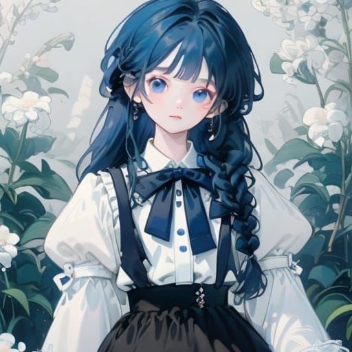 Anime Schoolgirl with Braids in Pastel Colors