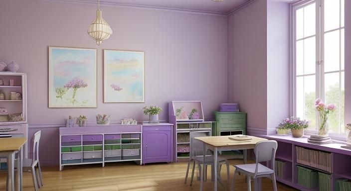 Watercolor Classroom Scene with Children and Teacher