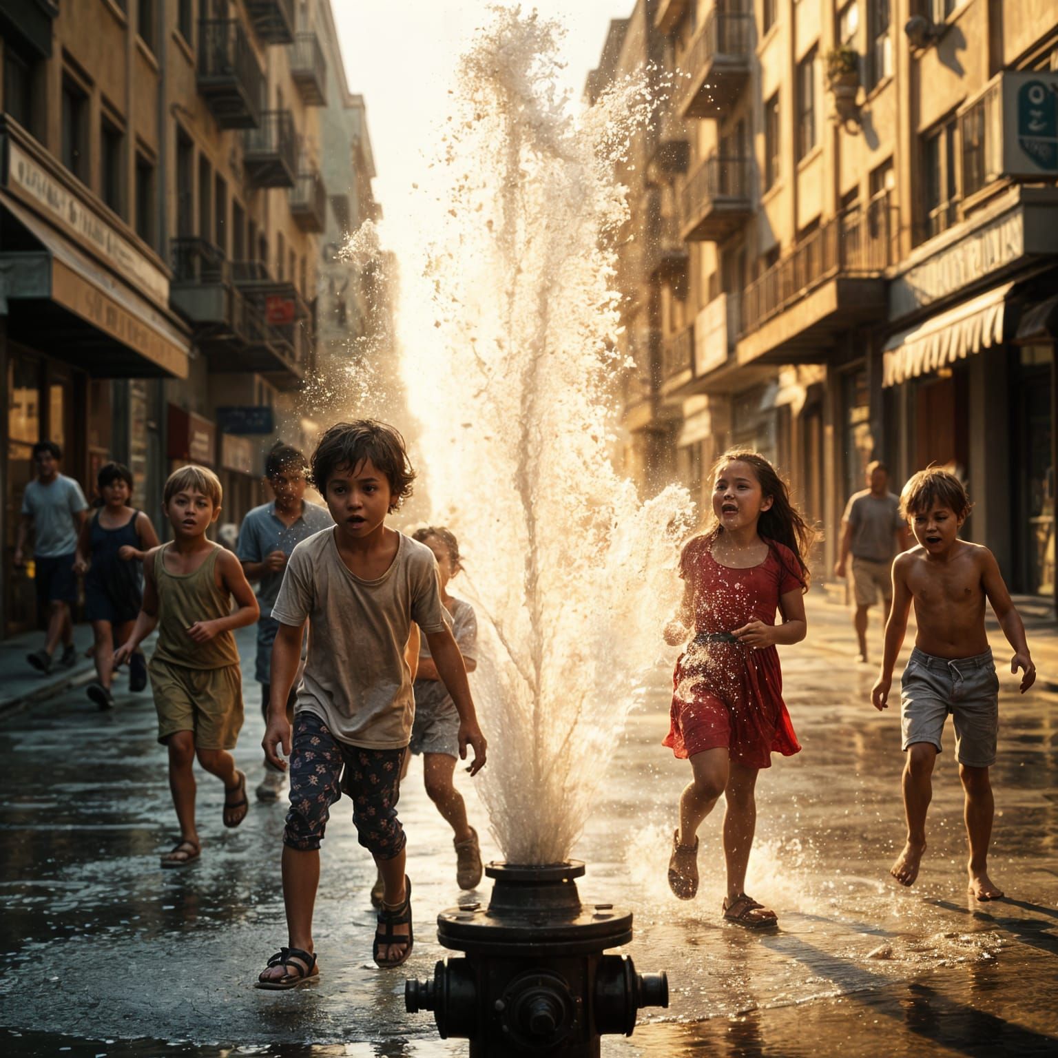 Summer Street Scene in Cinematic Film Still