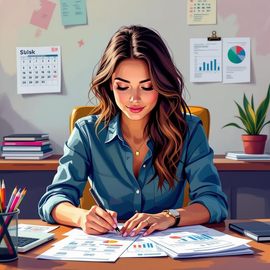 Financial Review in Vibrant Digital Painting Style
