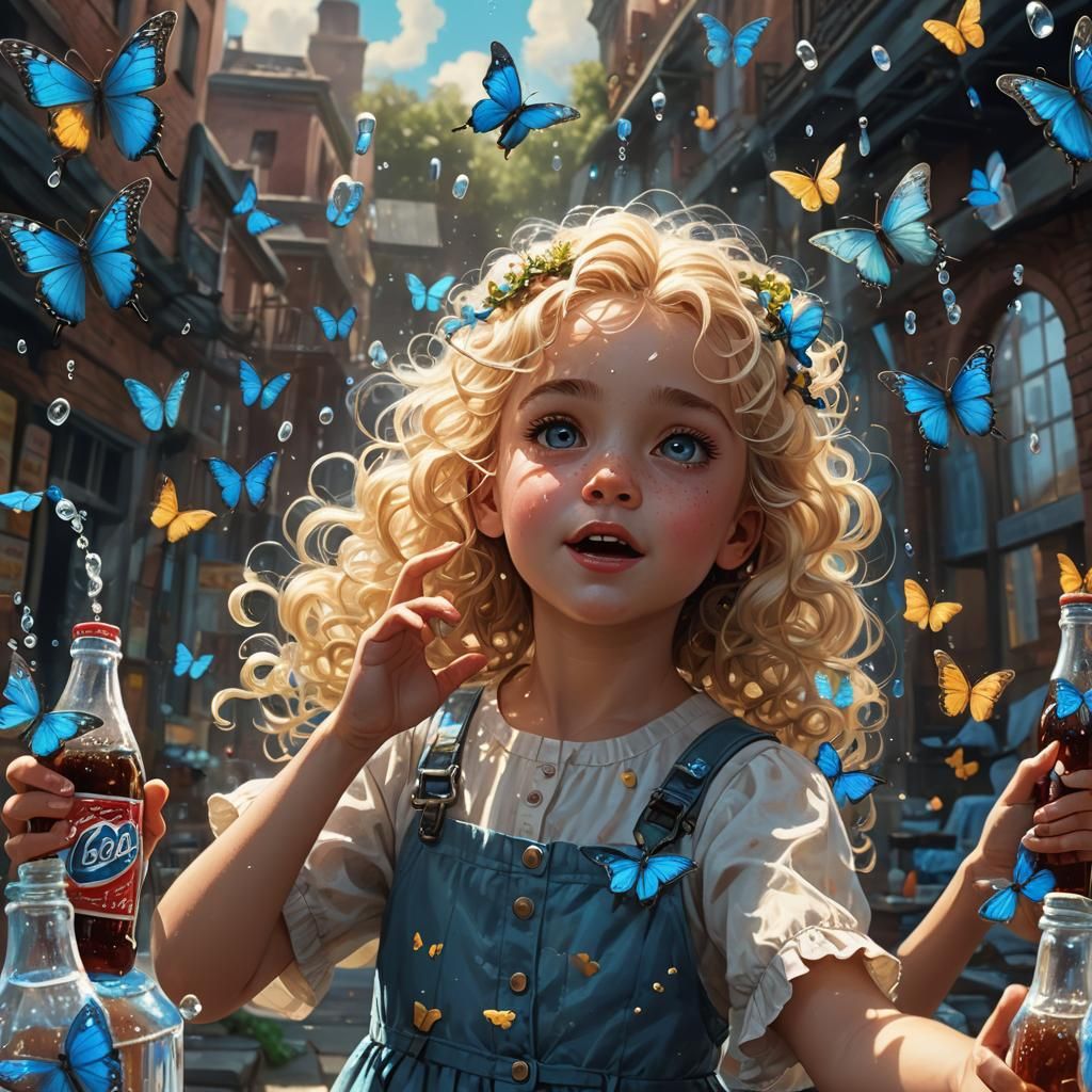 Soda Explosion with Butterflies, Fantasy Concept Art