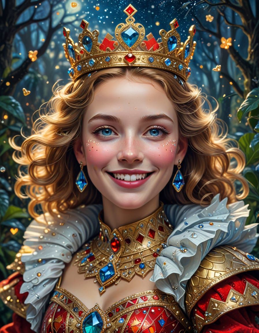 Art Nouveau Queen of Hearts as Futuristic Ruler