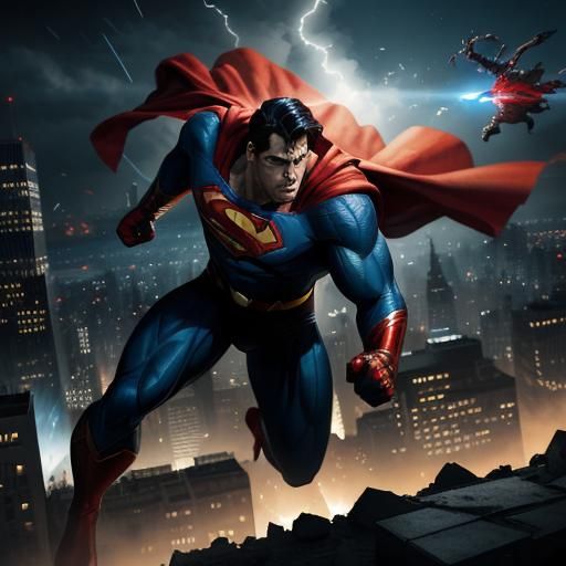 Superman Concept Art: Epic Battle in Metropolis