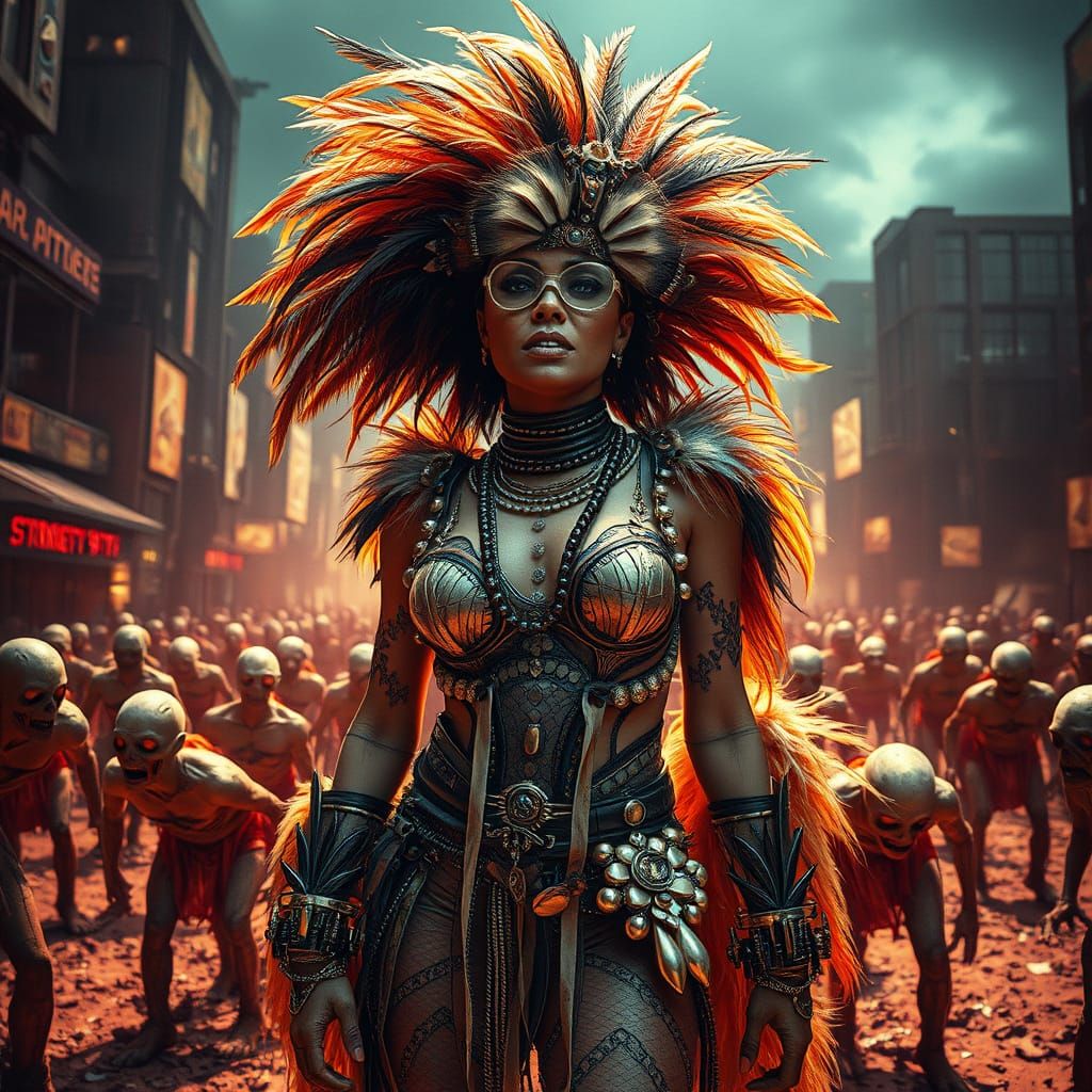 Post-Apocalyptic Queen in Gritty Urban Landscape