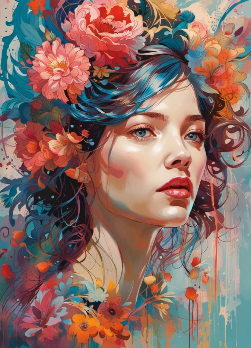 Detailed Portrait in Expressionist Splash Art Style