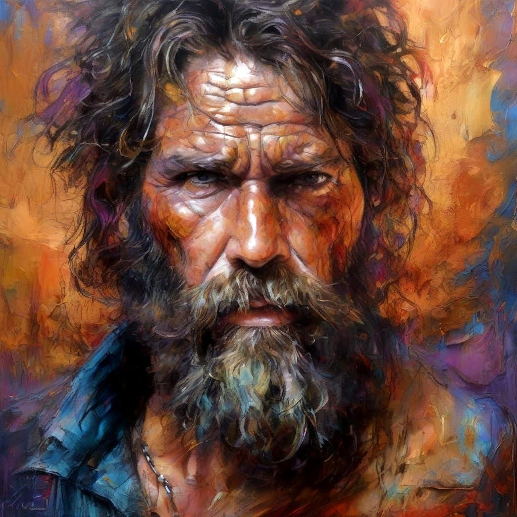 Ethereal Portrait of a Bearded Gentleman in Copper and Blue ...