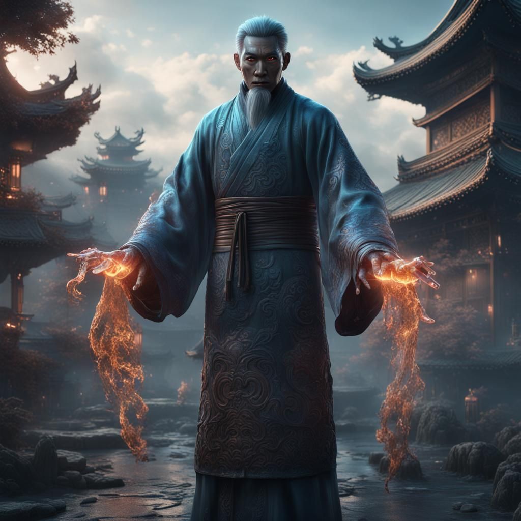 Transparent Asian Ghost in Detailed Matte Painting