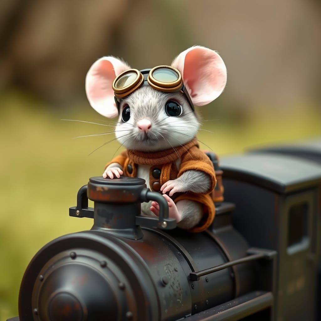 Steampunk Mouse Train Engineer Chibi Art