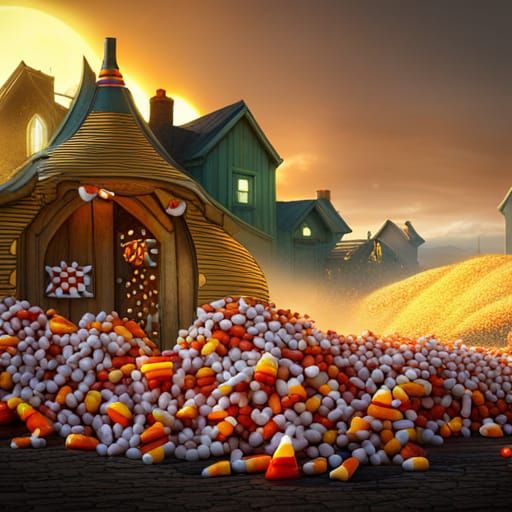 Halloween Banner over Candy Corn: Fantasy Concept Art