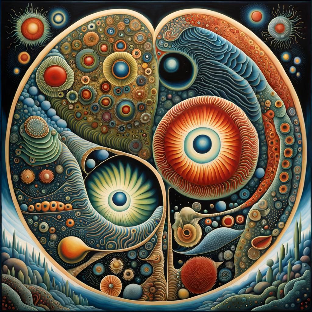 2D Biological Painting - Fusion of Two Amoebas