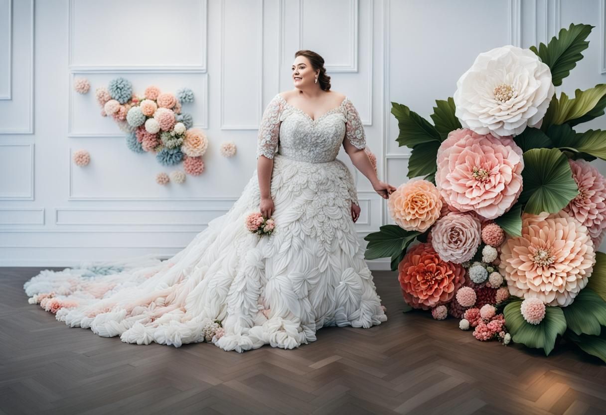 Curvy Bride in Colorful Couture Gown