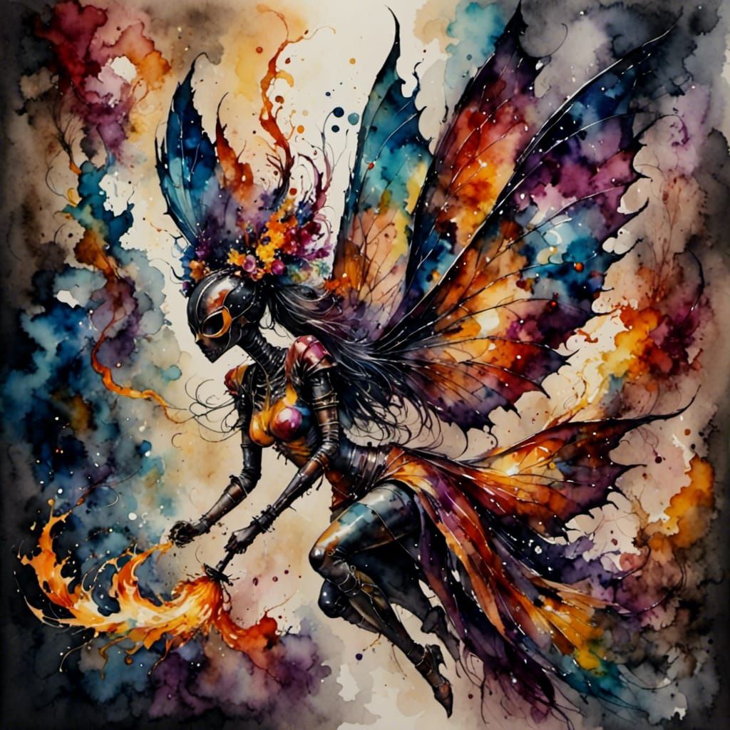 Prismatic Vitality in Water-Ink Style