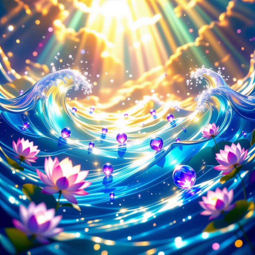 Vast Ocean of Radiant Consciousness in Fantasy Art Style