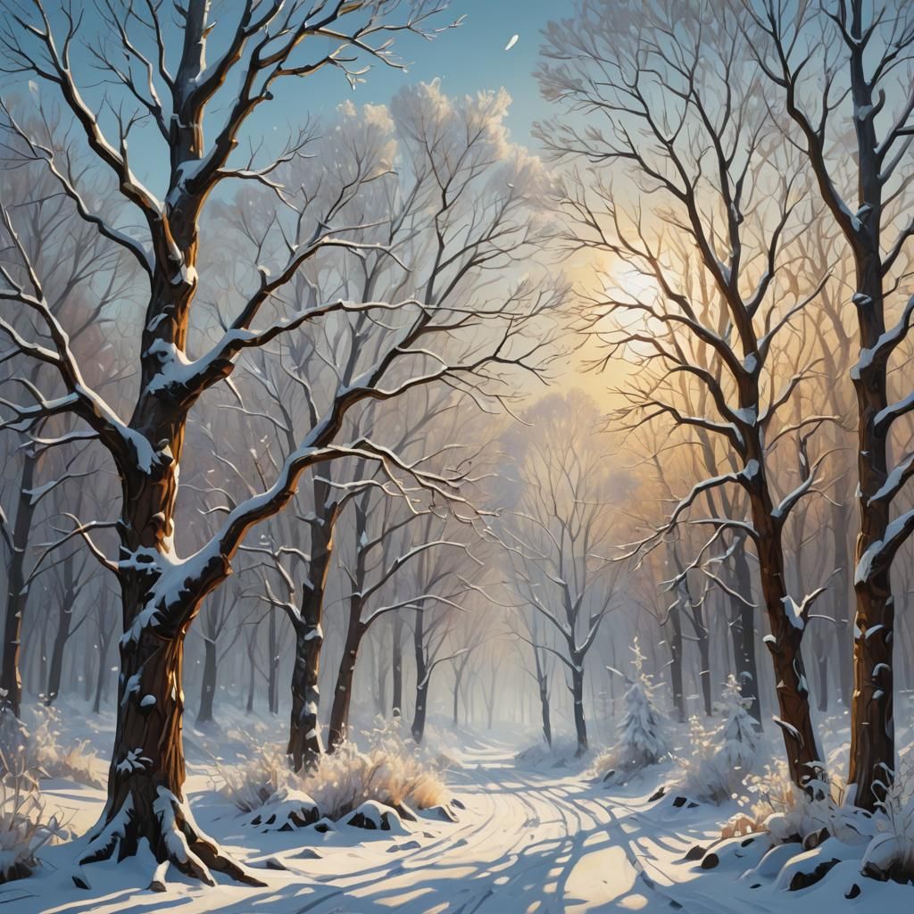 Winter Landscape in Impasto Acrylic Painting