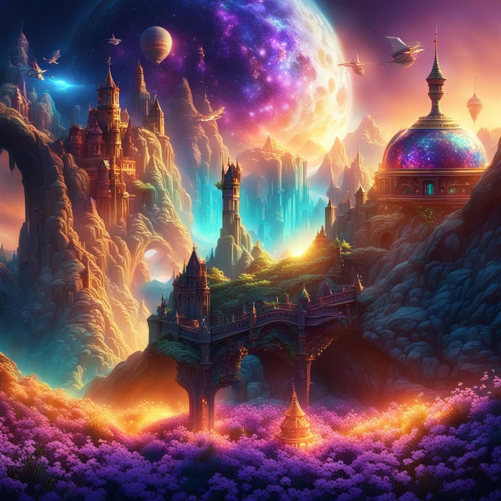 Surreal Fantasy Celebration in Intricate Artistic Style