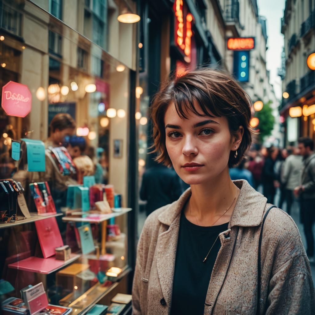French Girl Reflection: Parisian Street Photography