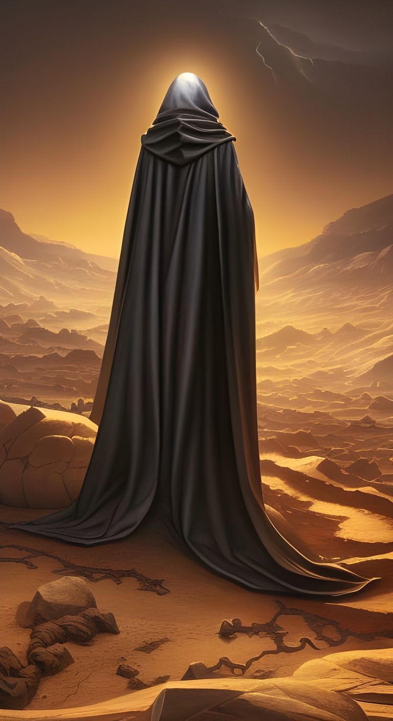 Death as Grim Reaper in Desert Landscape