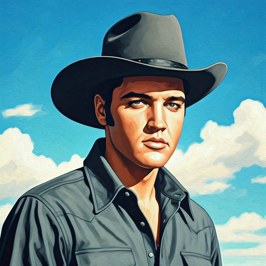 Young Elvis Presley Portrait in Impressionistic Style