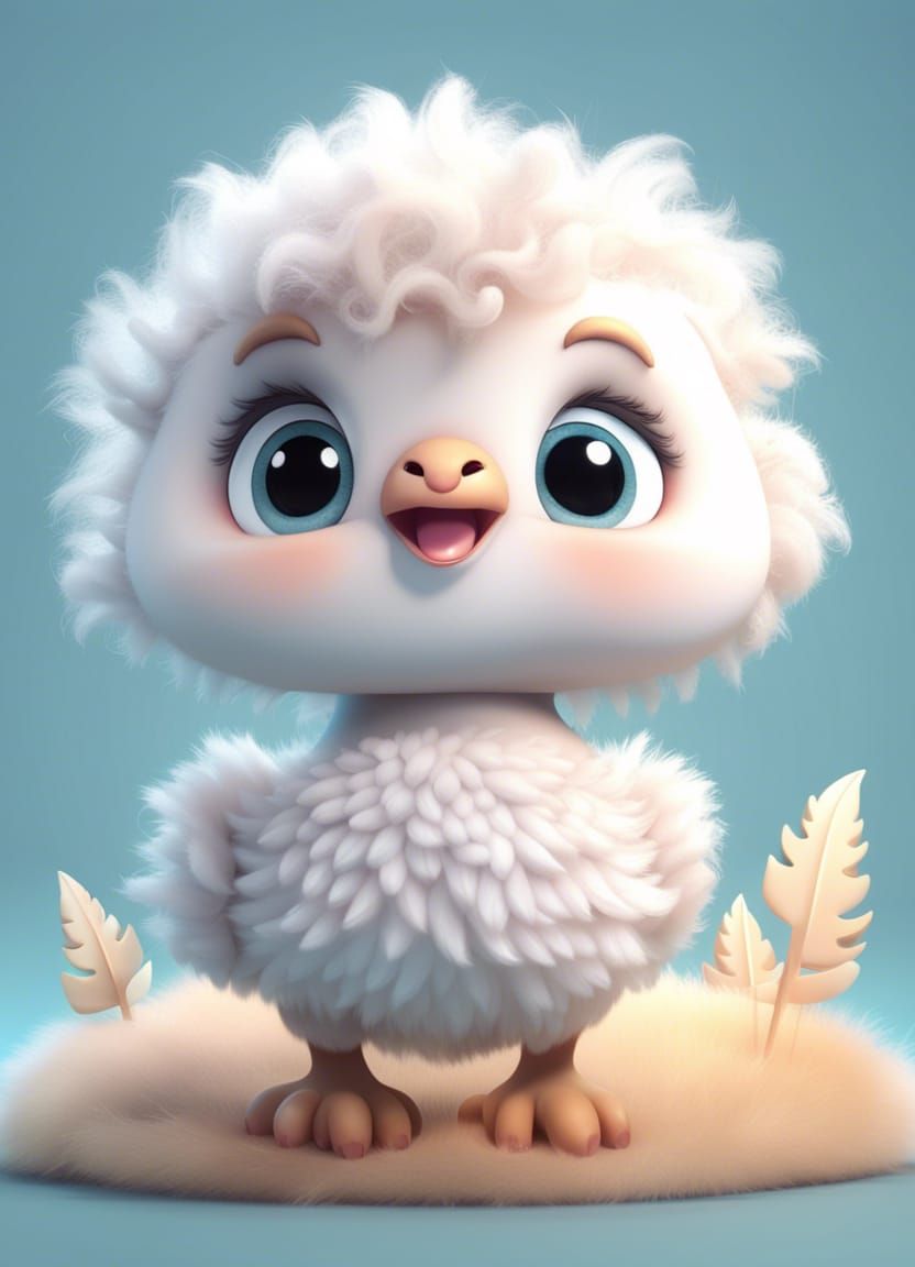 Cute Cartoon Rhea in Dreamlike 3D Style