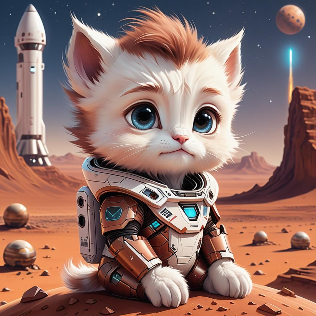 The cat Elon Musk, complete with hair transplant; finally landed on Mars. Now what???