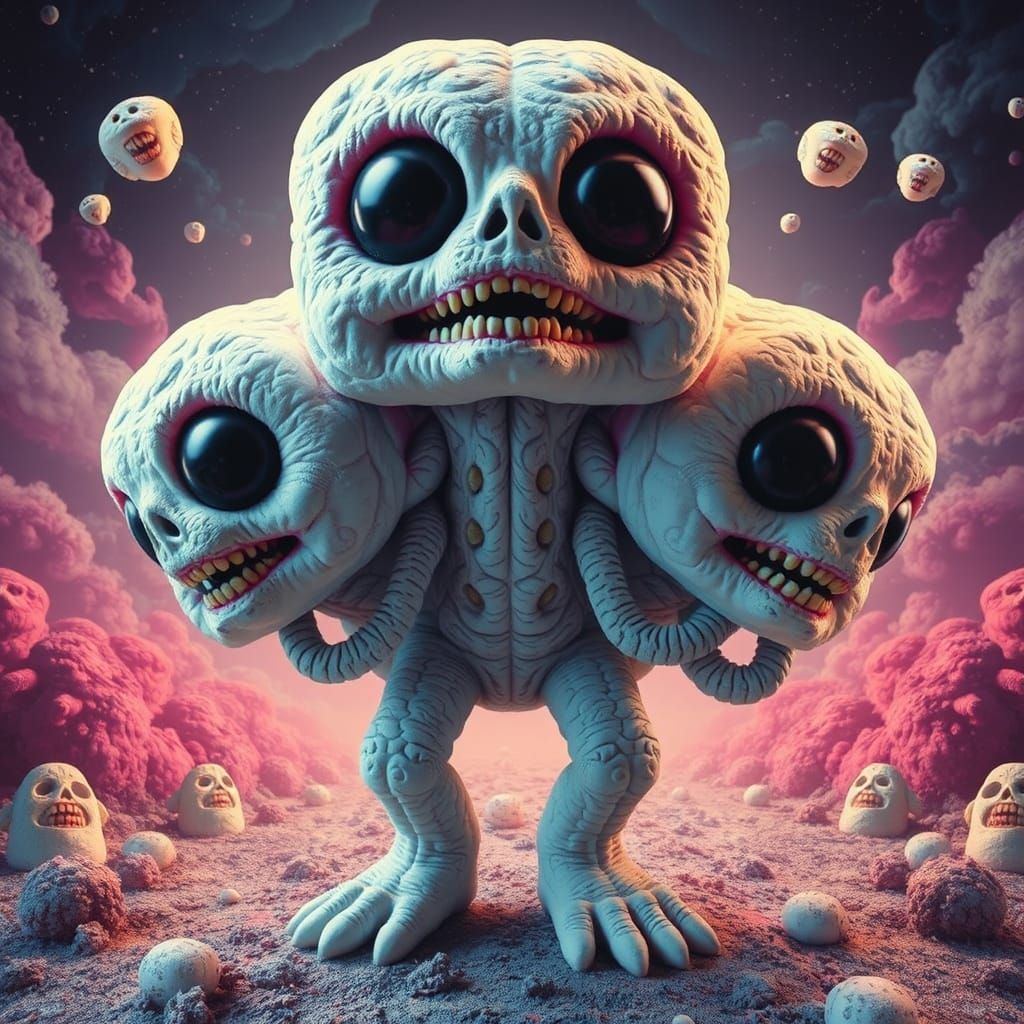 Whimsical Massurrealist Album Cover with Strange Creature