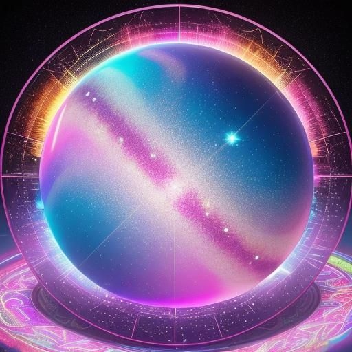 Shimmering 3D Sphere with Neon Highlights