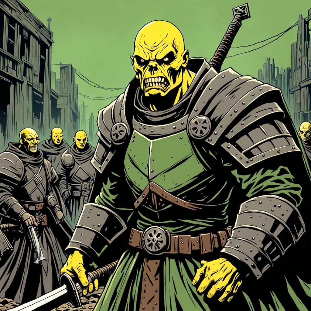 Angry Super Mutant Cultist in Apocalyptic Painting