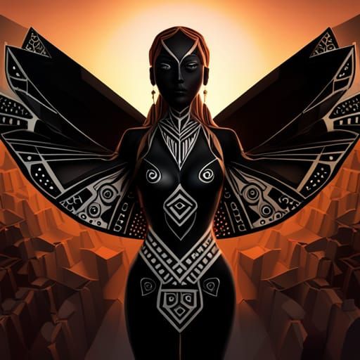 Ītzpāpālōtl Obsidian  butterfly goddess, beautiful fierce Az...