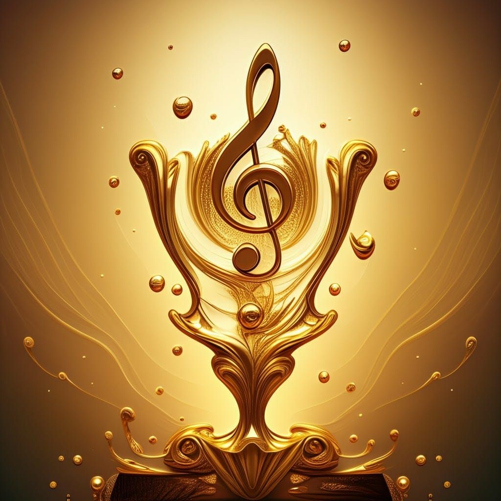 Golden Trophy Transforms to Music Note in Dreamy Art