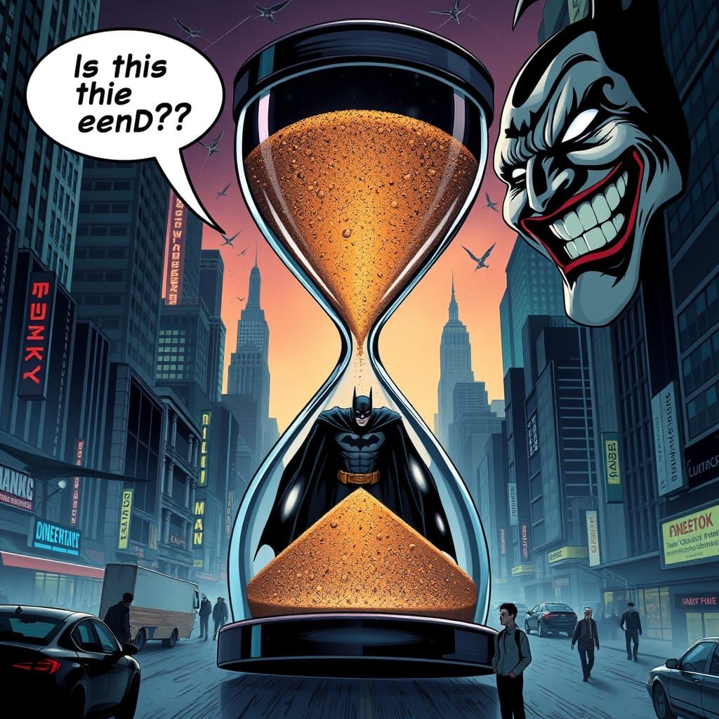 Batman Trapped in Hourglass by the Joker