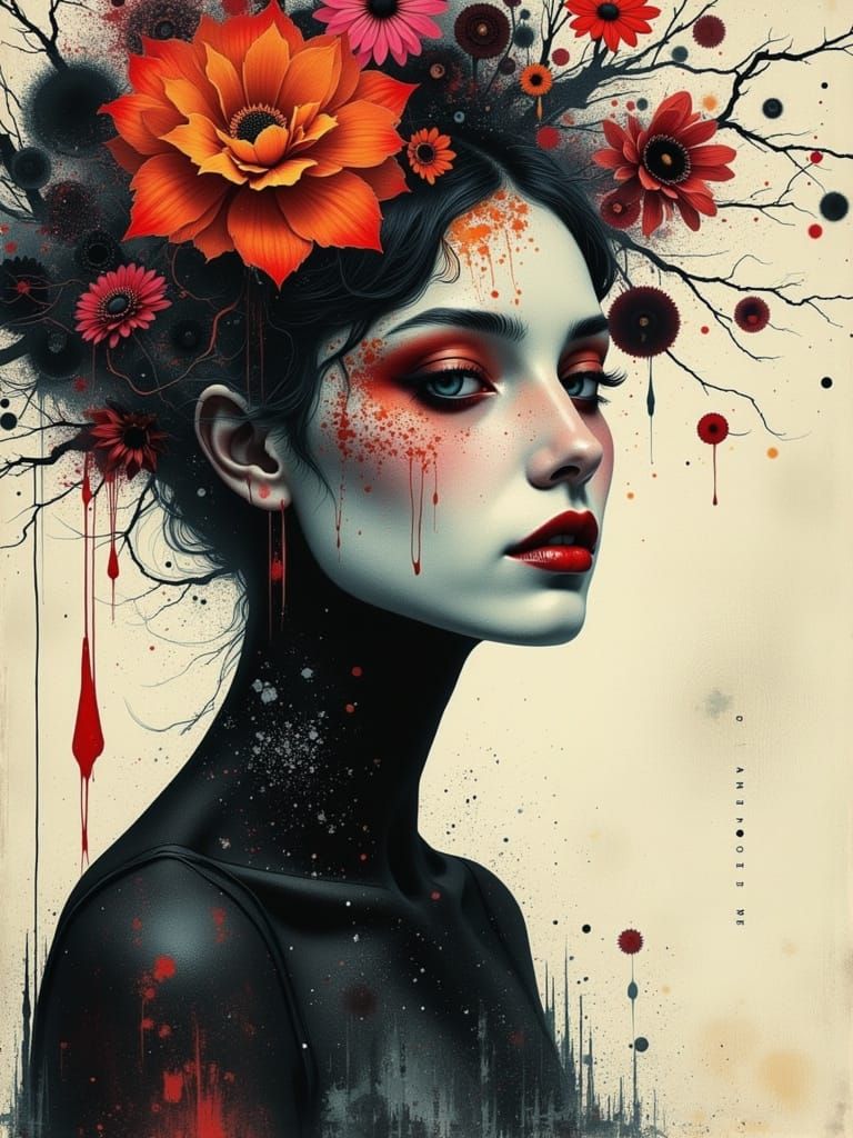 Gothic Surrealism: A Watercolor Dreamcore Portrait