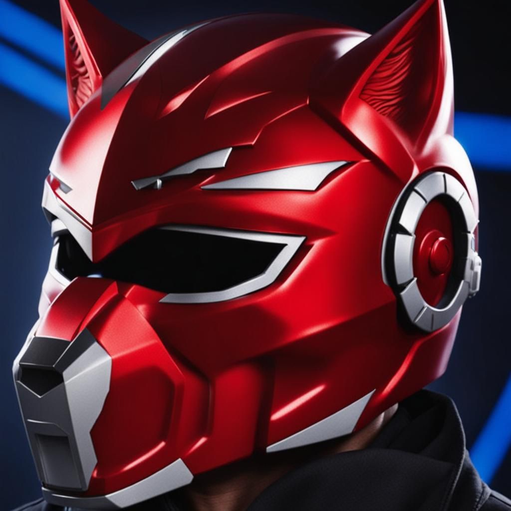 Red Wolf Power Ranger Helmet with Smooth Features