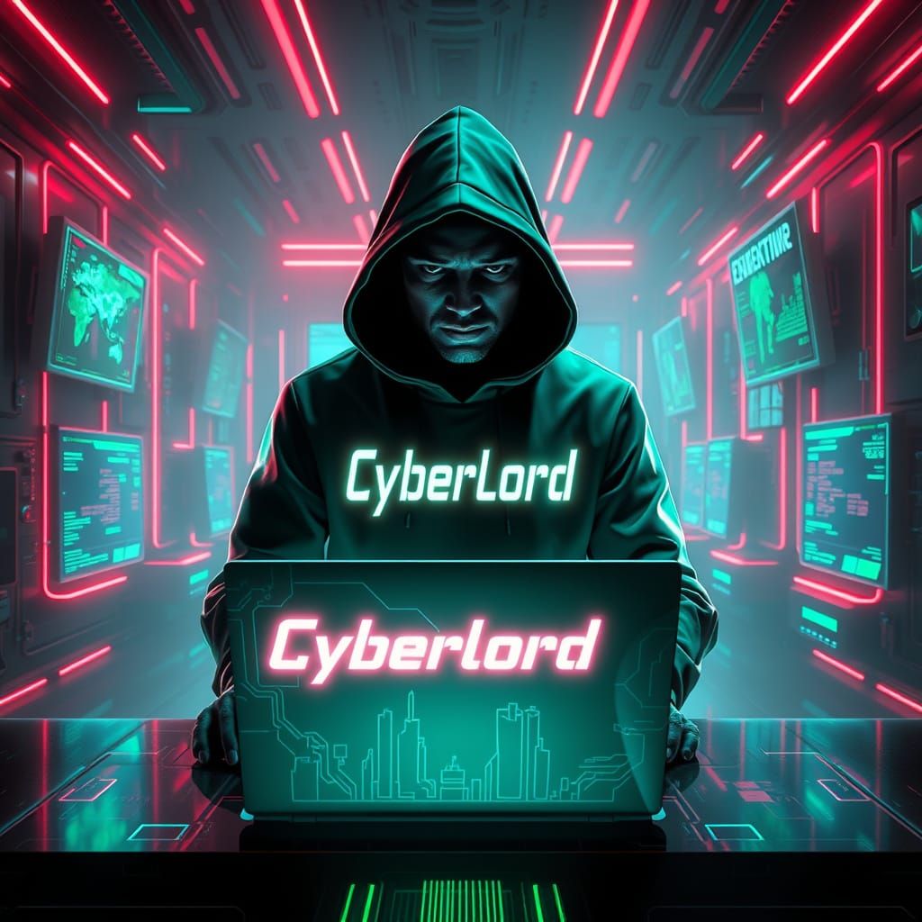 Cyberpunk Hacker in a Neon-Lit Lair