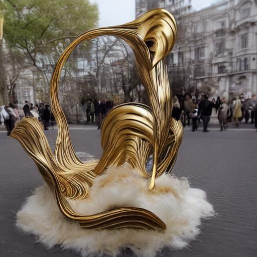 Distorted Gold and Porcelain Wave Sculpture