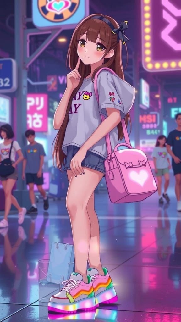 Luminous Kawaii Rave Outfit on Korean Woman