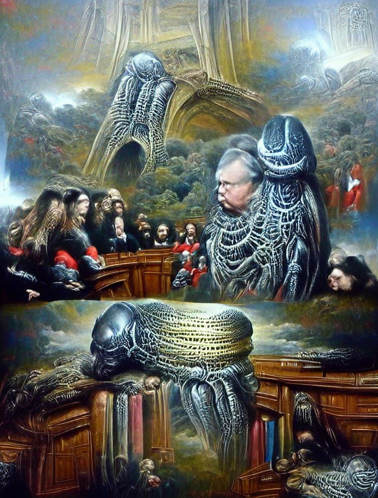 Lord Chief Justice: Oil Painting in Giger Style