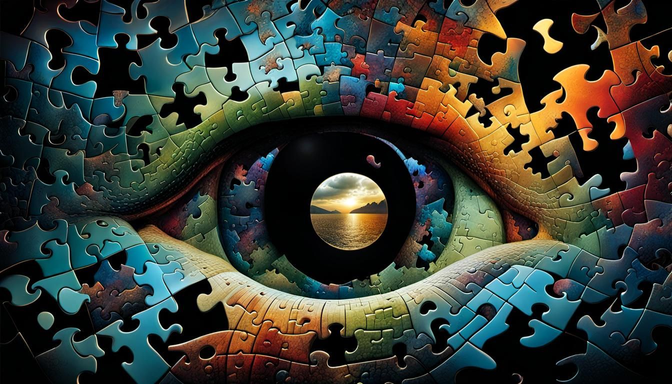 Mysterious Fragmented Puzzle in Digital Collage