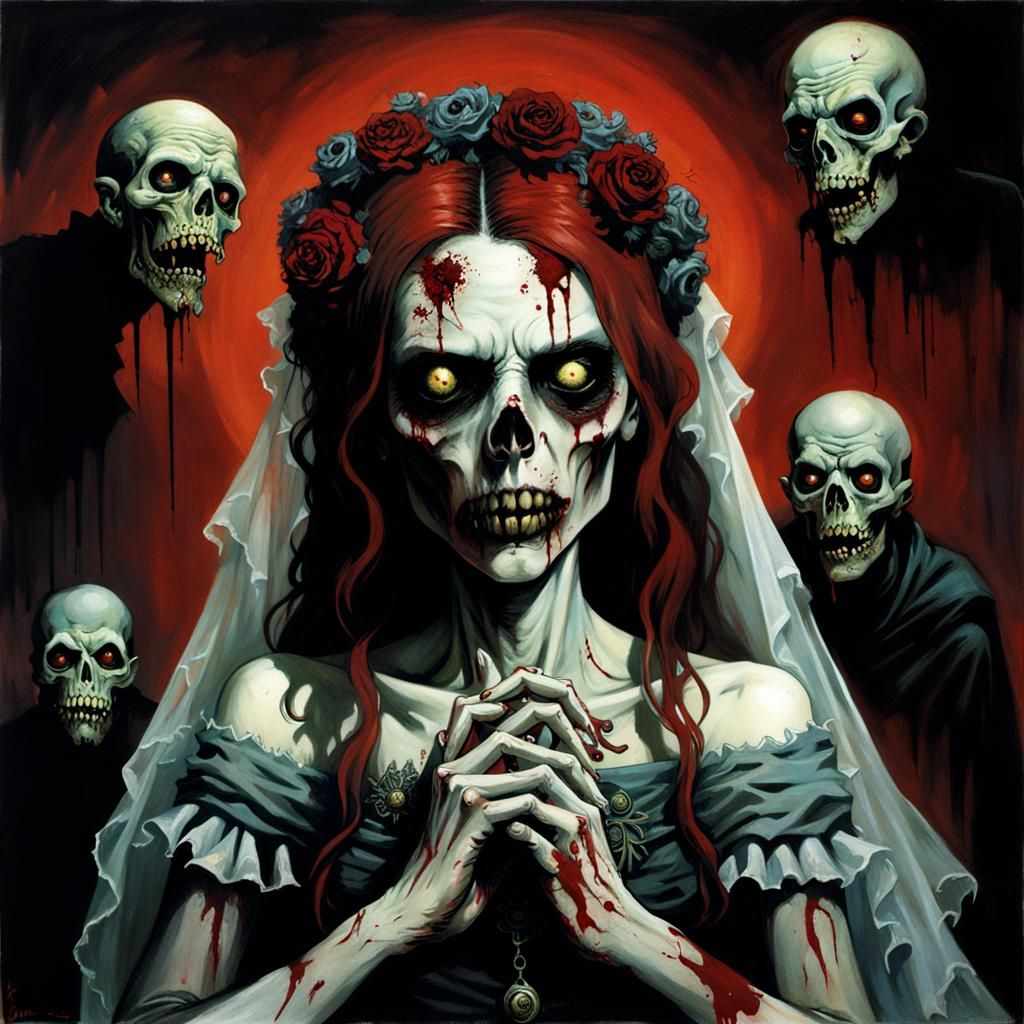 Eldritch Horror Zombie Bride in Deep Color